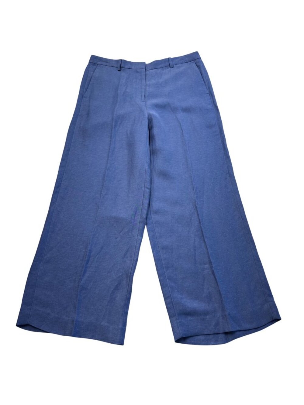 J Crew Wide Leg Linen Blend Trouser Pants NWT Size 12 Petite Blue Closet Staple